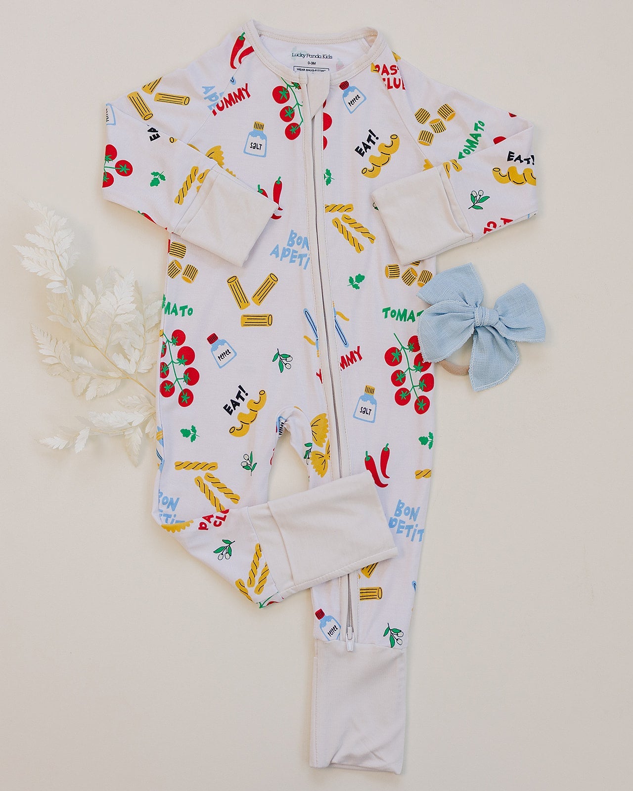 Bamboo Zip Romper - Pasta Club | Dolly Lana – Dolly Lana