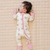 Bamboo Zip Romper | Pink Bunny Ribbed