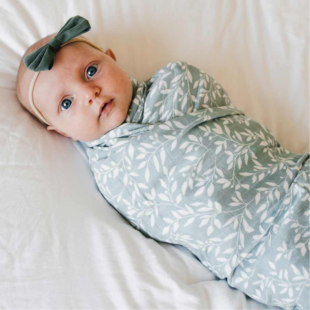 mint floral muslin swaddle, receiving blanket girl, bamboo muslin blanket