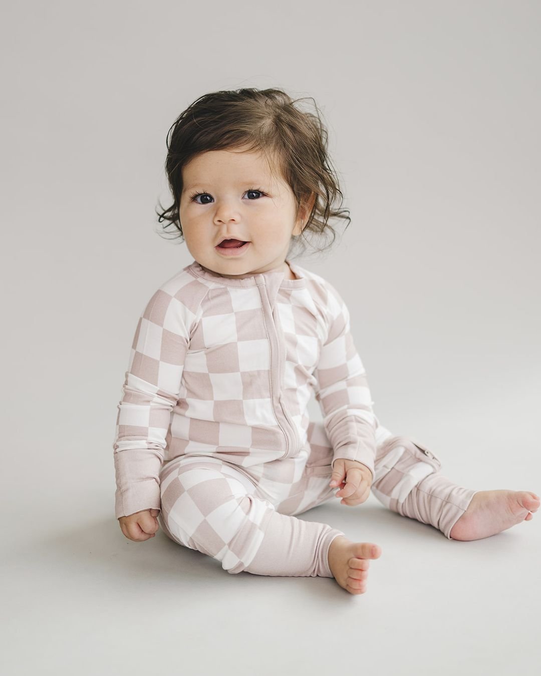bamboo zip romper, fall baby pajamas, checkered baby sleeper, fall baby pajamas, lucky panda kids zip romper, bamboo zippy, fall baby clothes