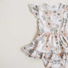 Bodysuit Twirl Dress - Beige Floral
