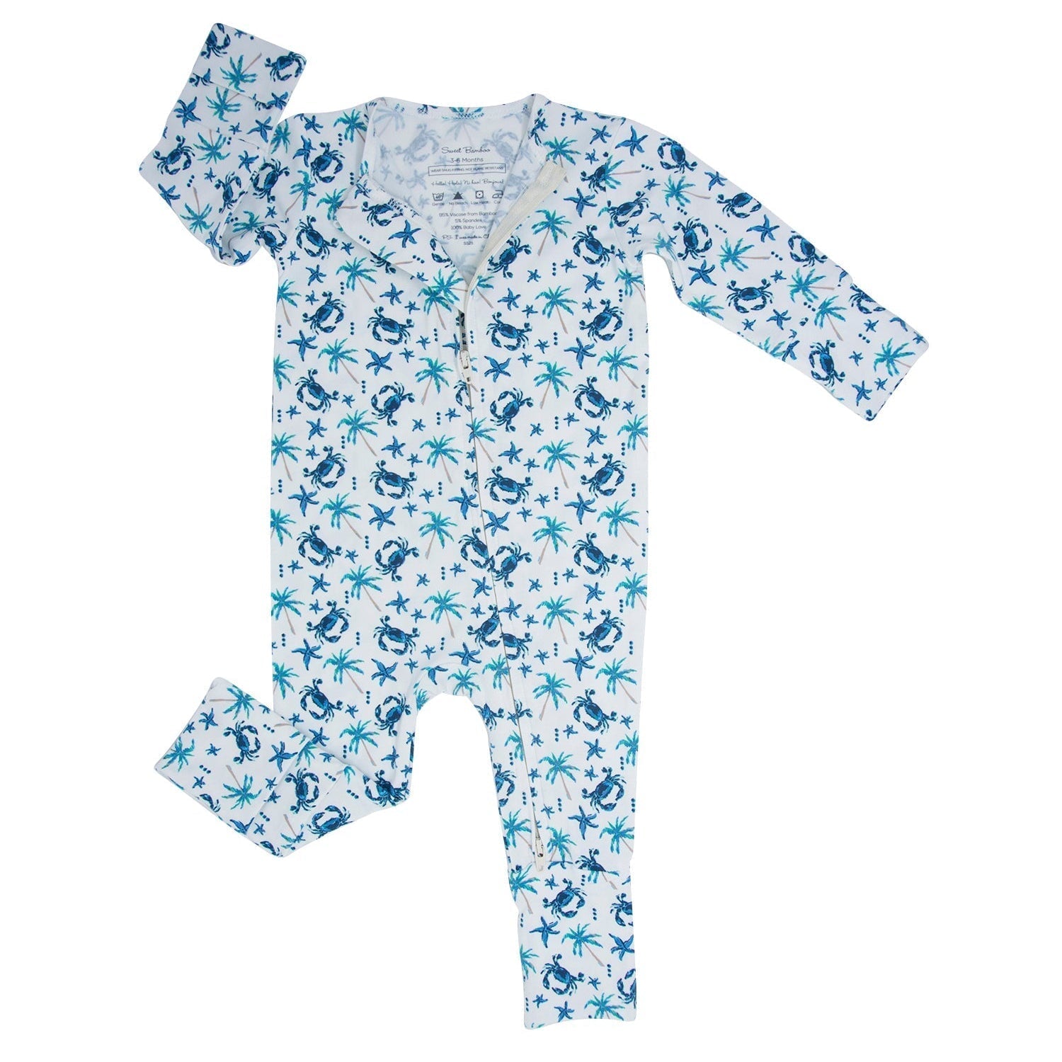 Bamboo Zip Romper | Blue Crabs