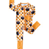 bamboo zip romper, pumpkin baby pajamas, halloween baby sleeper, fall baby pajamas