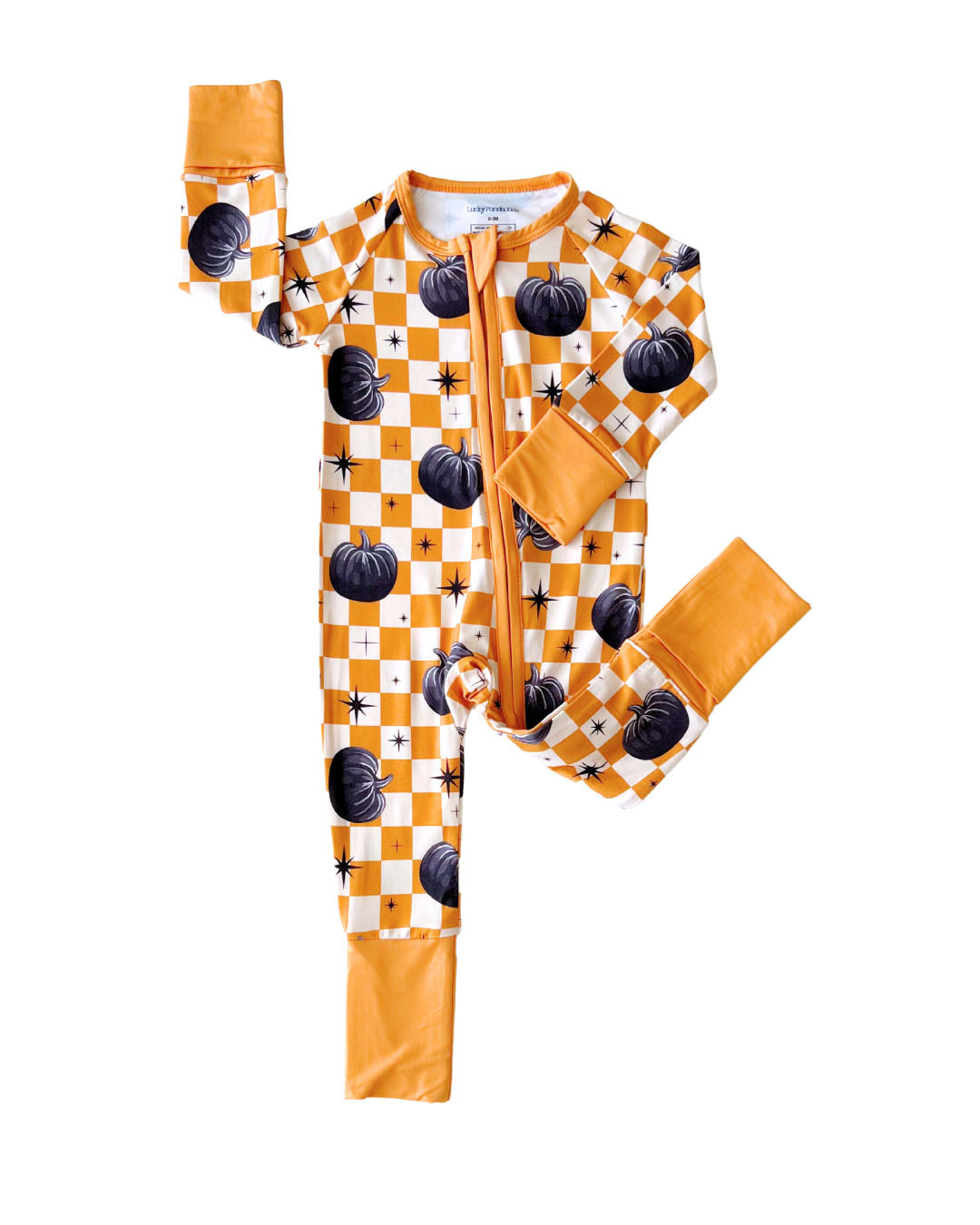 bamboo zip romper, pumpkin baby pajamas, halloween baby sleeper, fall baby pajamas
