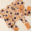 bamboo zip romper, pumpkin baby pajamas, halloween baby sleeper, fall baby pajamas
