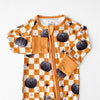 bamboo zip romper, pumpkin baby pajamas, halloween baby sleeper, fall baby pajamas