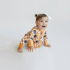 bamboo zip romper, pumpkin baby pajamas, halloween baby sleeper, fall baby pajamas