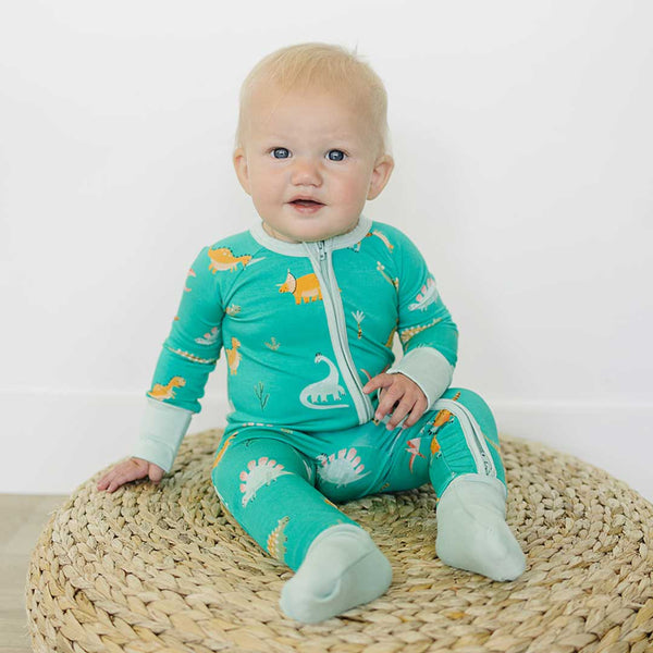 Bamboo Convertible Baby Romper - Dino | Dolly Lana – Dolly Lana