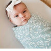 mint floral muslin swaddle, receiving blanket girl, bamboo muslin blanket