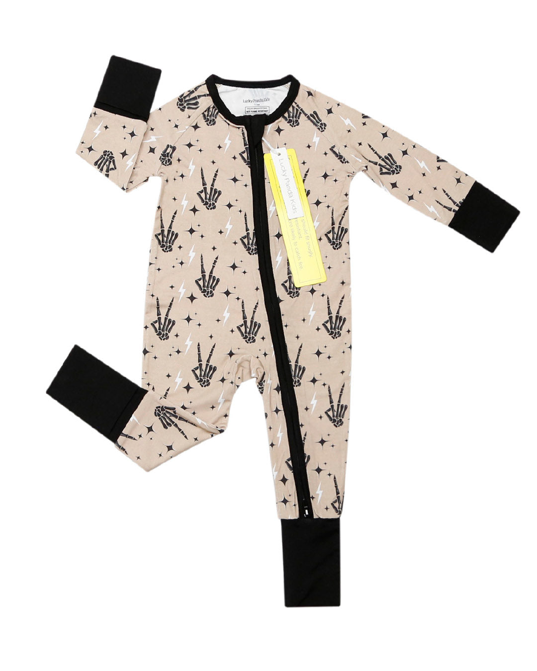 bamboo zip romper, halloween baby pajamas, halloween baby sleeper, fall baby pajamas, lucky panda kids zip romper, bamboo zippy, spooky vibes