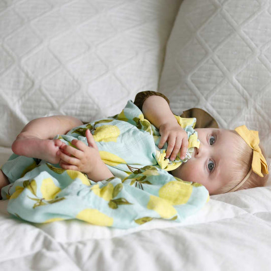 lemon muslin swaddle blanket, receiving blanket, bamboo swaddle, lemon zest blanket, unisex