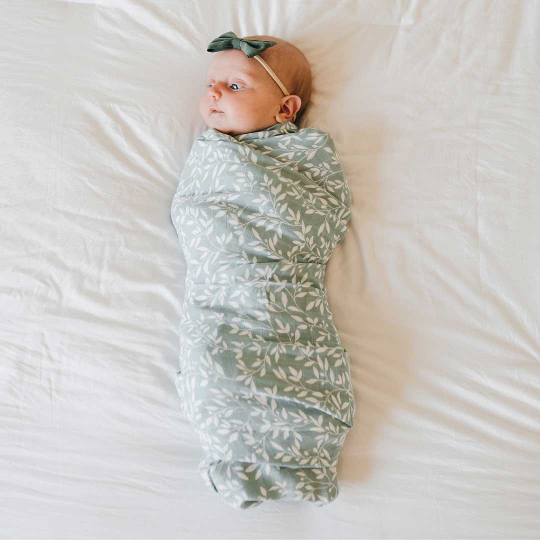 mint floral muslin swaddle, receiving blanket girl, bamboo muslin blanket