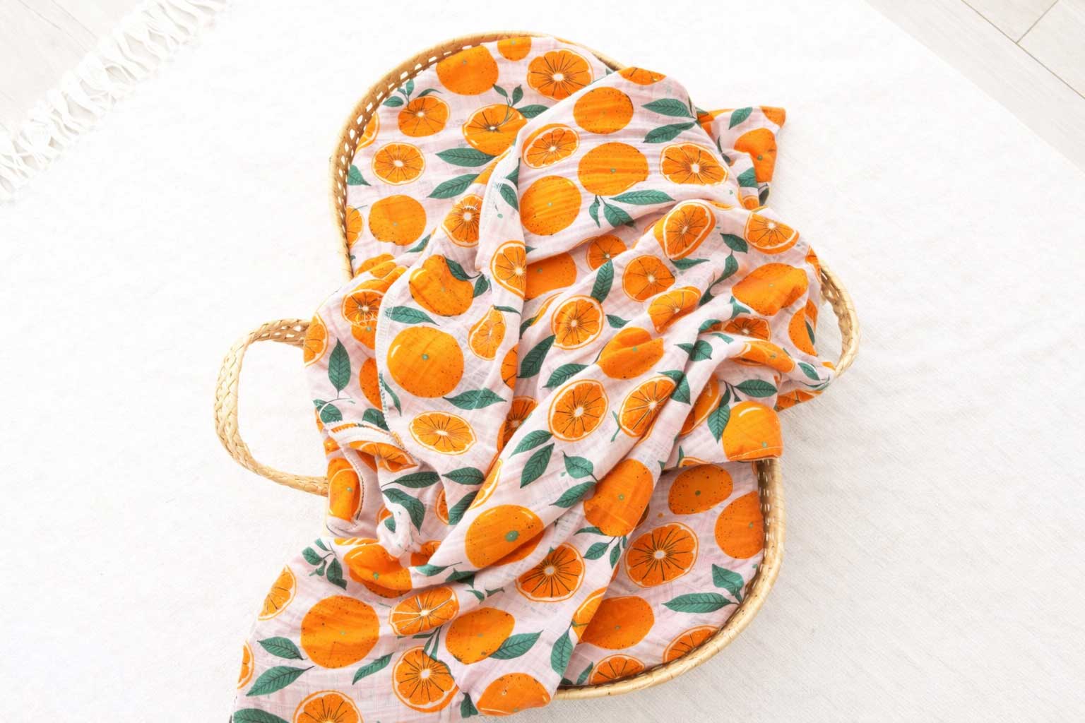 Bamboo Muslin Swaddle | Sliced Oranges