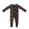 Bamboo Zip Romper | Pumpkins Black