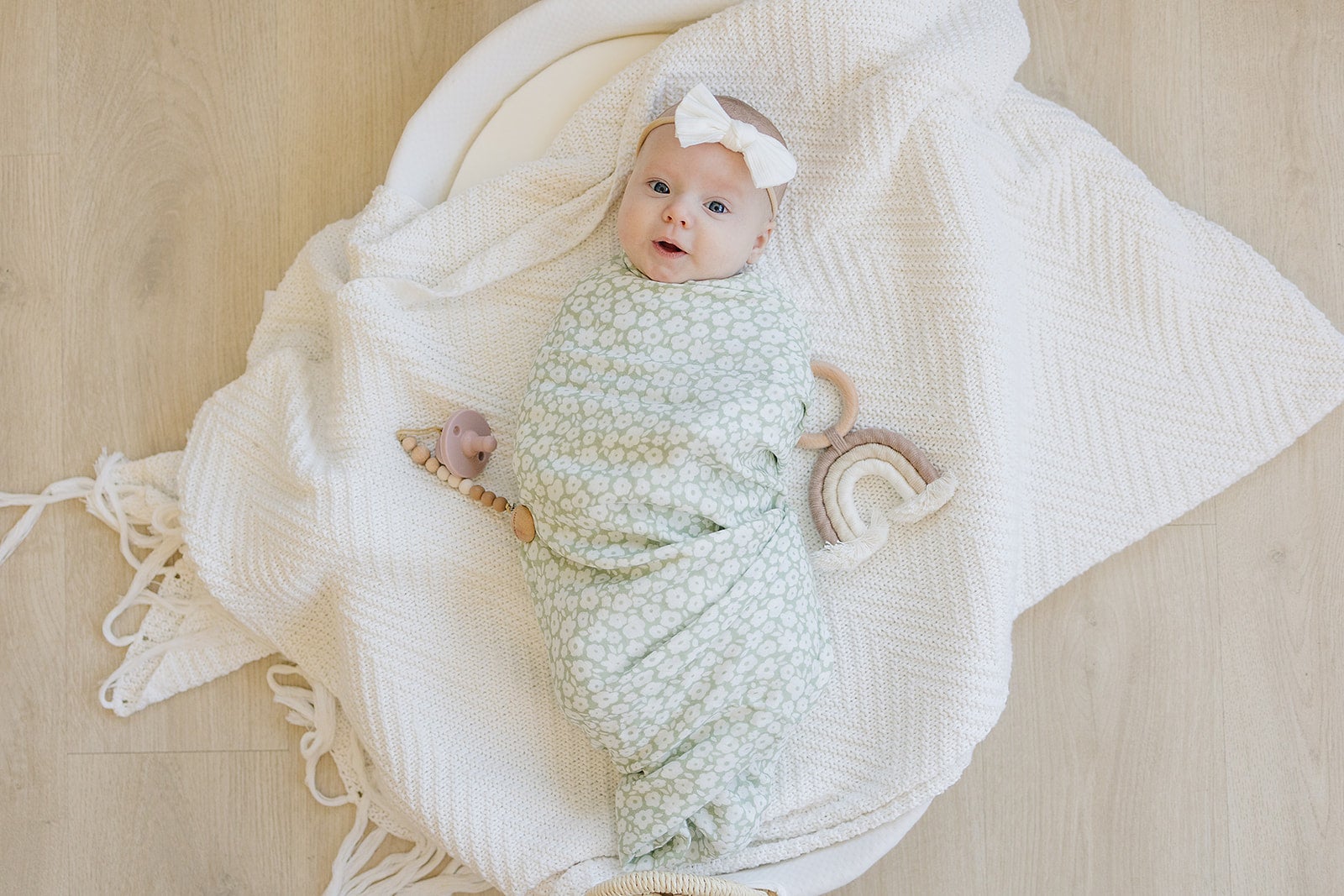 Muslin Swaddle Blanket | Sage Ditsy Floral