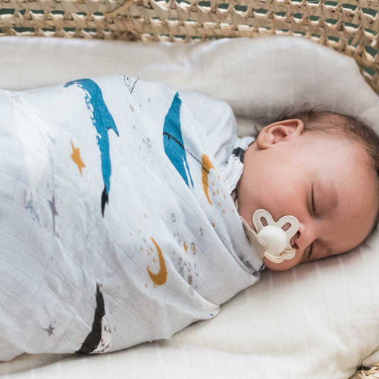 sea friends blanket, sea life muslin swaddle, ocean dreams baby blanket