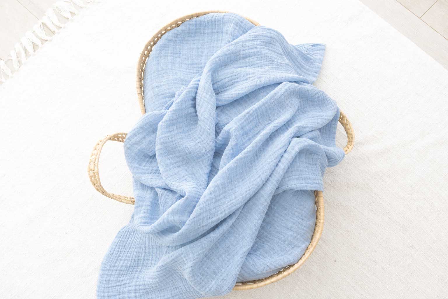 Cotton Muslin Swaddle Blanket - Sky Blue