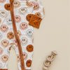 smiley bamboo zip romper, lucky panda kids baby pajamas, smiley face zip sleeper, zippy