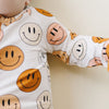 smiley bamboo zip romper, lucky panda kids baby pajamas, smiley face zip sleeper, zippy