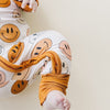 smiley bamboo zip romper, lucky panda kids baby pajamas, smiley face zip sleeper, zippy