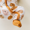 smiley bamboo zip romper, lucky panda kids baby pajamas, smiley face zip sleeper, zippy