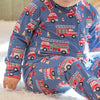 Zippered Footie | Blue Fire Truck