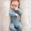 Bamboo Zip Romper | Arona Blue Ribbed