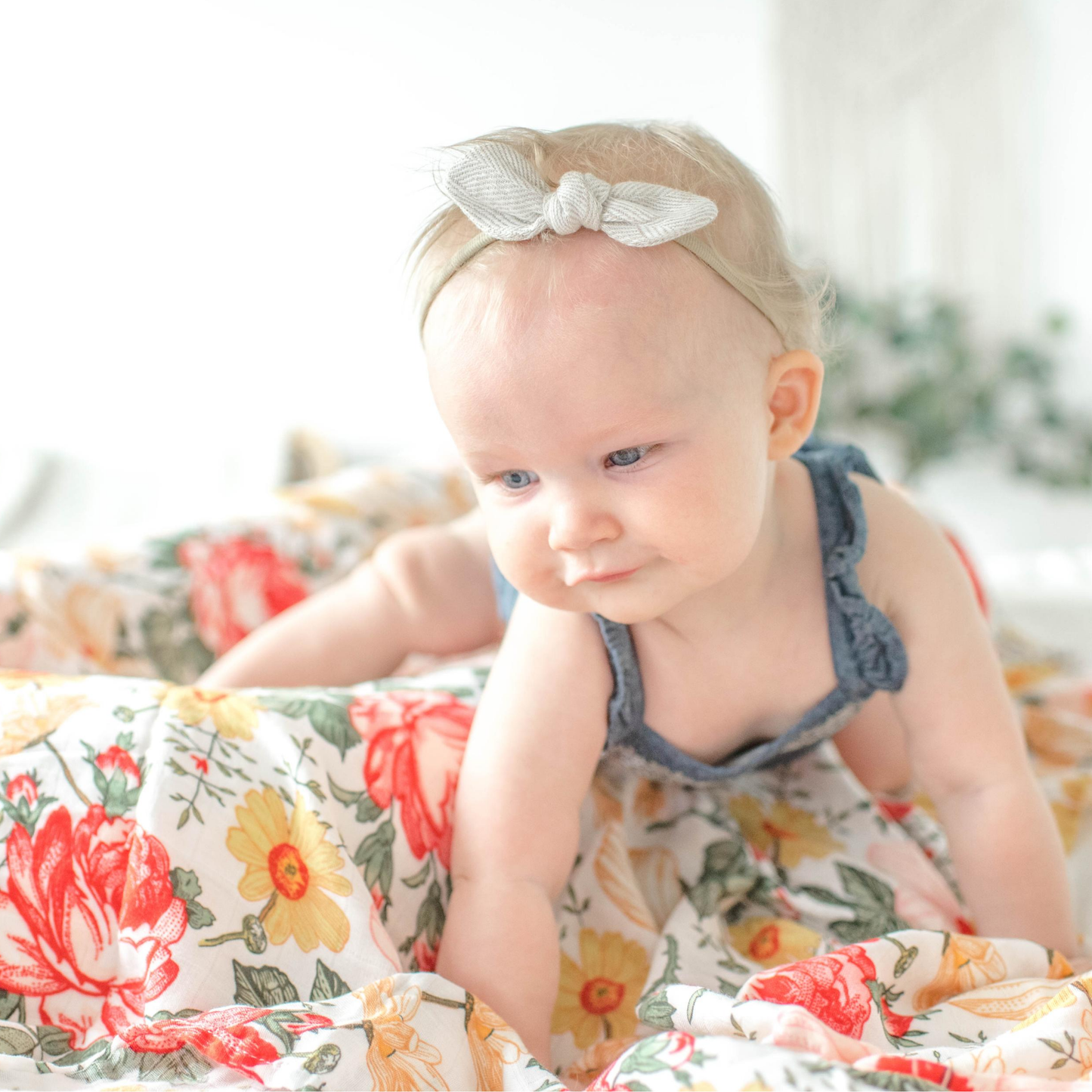 bamboo swaddle, girl swaddle, muslin blanket, floral muslin swaddle, bloom