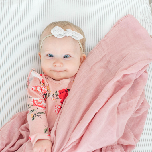 light pink muslin swaddle, baby blanket swaddle, bamboo muslin pink swaddle