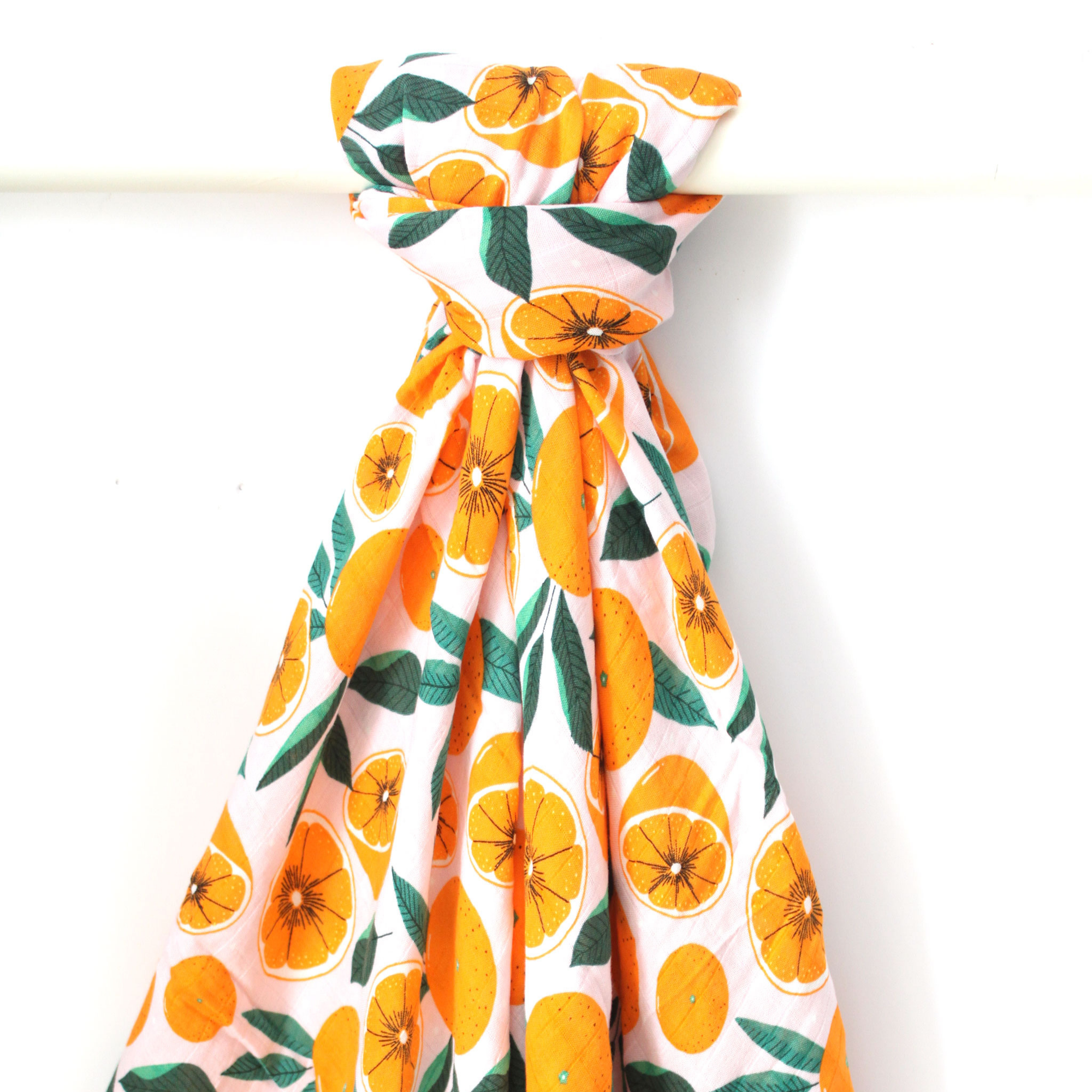 orange swaddle blanket, sliced oranges swaddle, bamboo muslin swaddle, baby girl gift