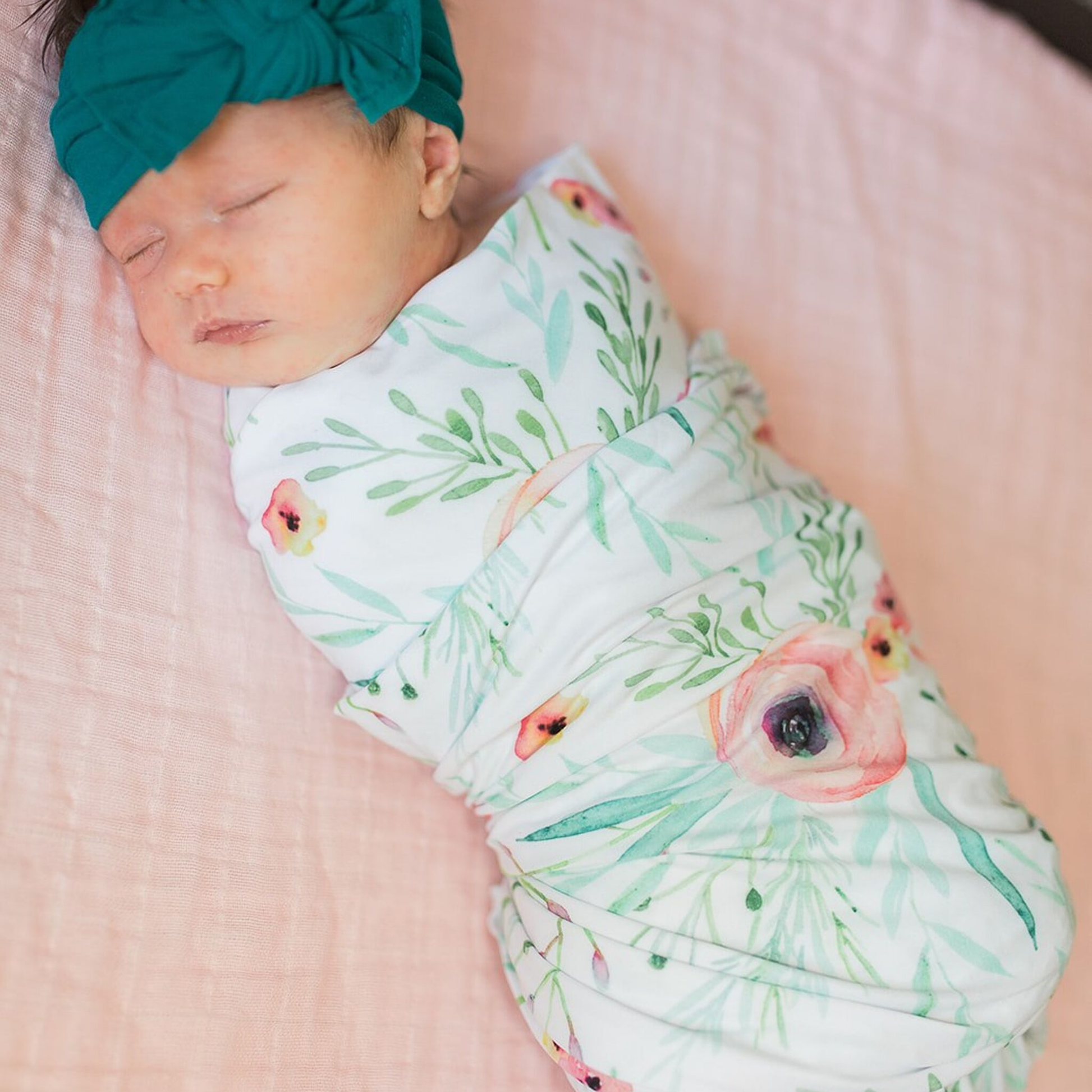 floral watercolor baby swaddle, baby girl swaddle blanket, knit swaddle blanket, new baby girl gift