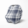 blue plaid multi use baby cover, nursing cover boy, car seat canopy