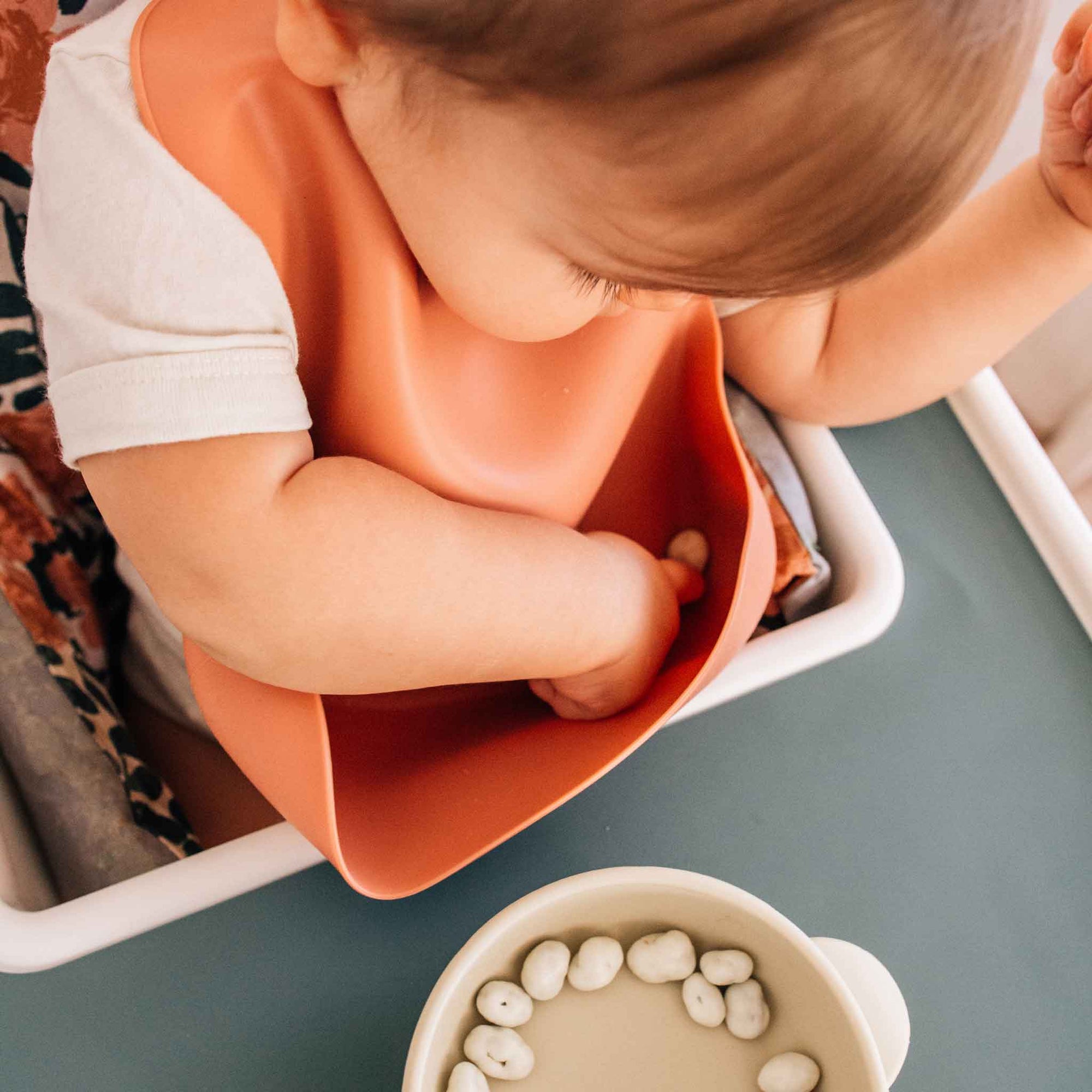 clay colored silicone bib, silicone baby bib, bib with pouch, unisex silicone baby bib, reusable baby bib, baby shower gift