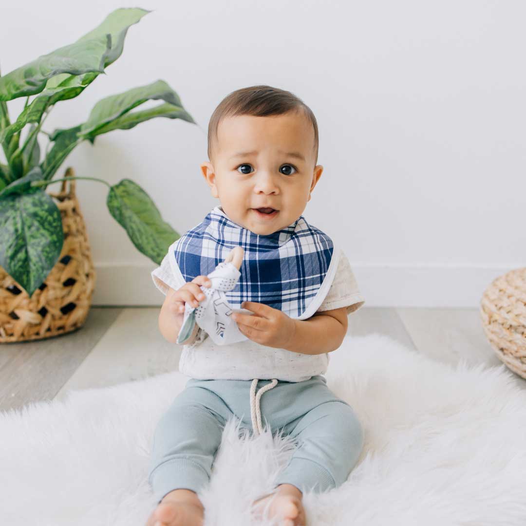 Bandana Bib - Blue Plaid