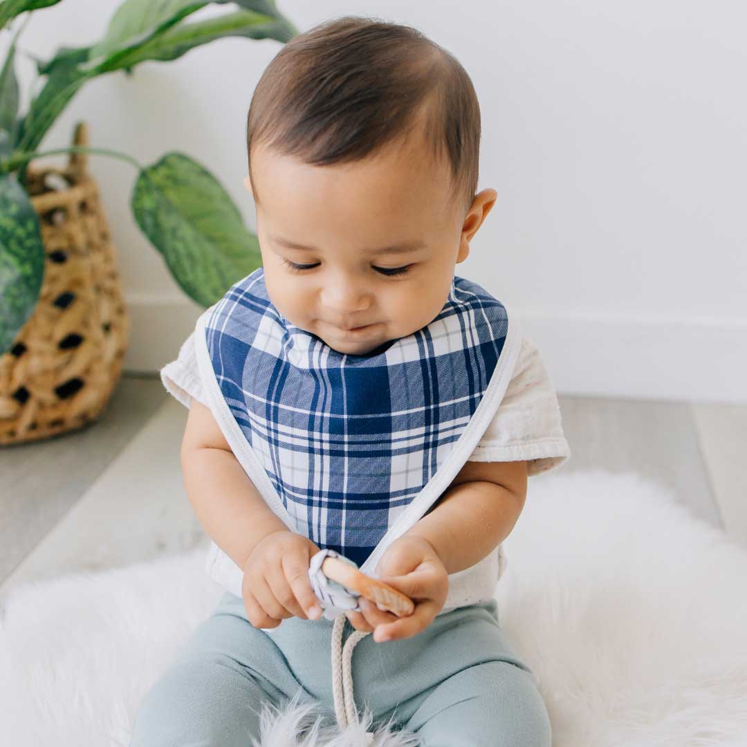 Bandana Bib - Blue Plaid