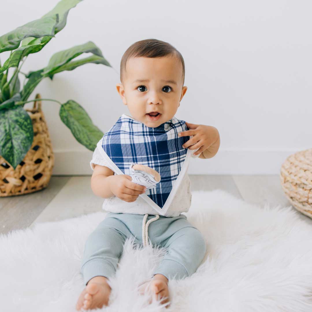 Bandana Bib - Blue Plaid