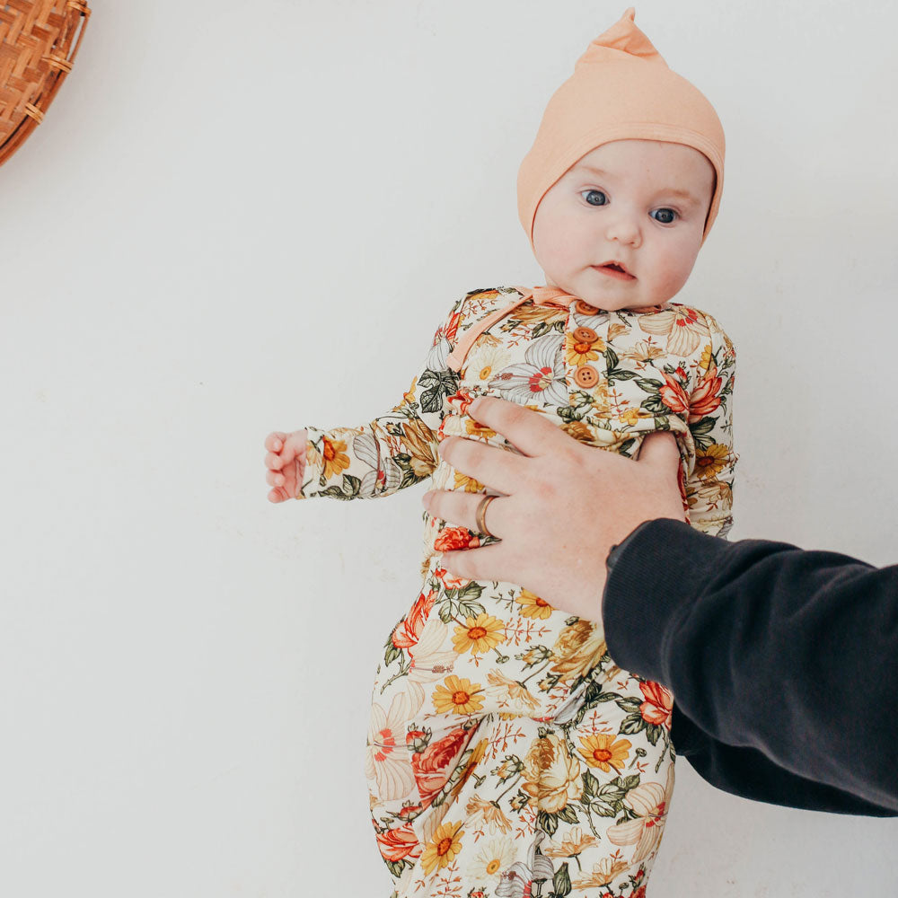 Knotted Baby Gown & Bonnet | Vintage Floral