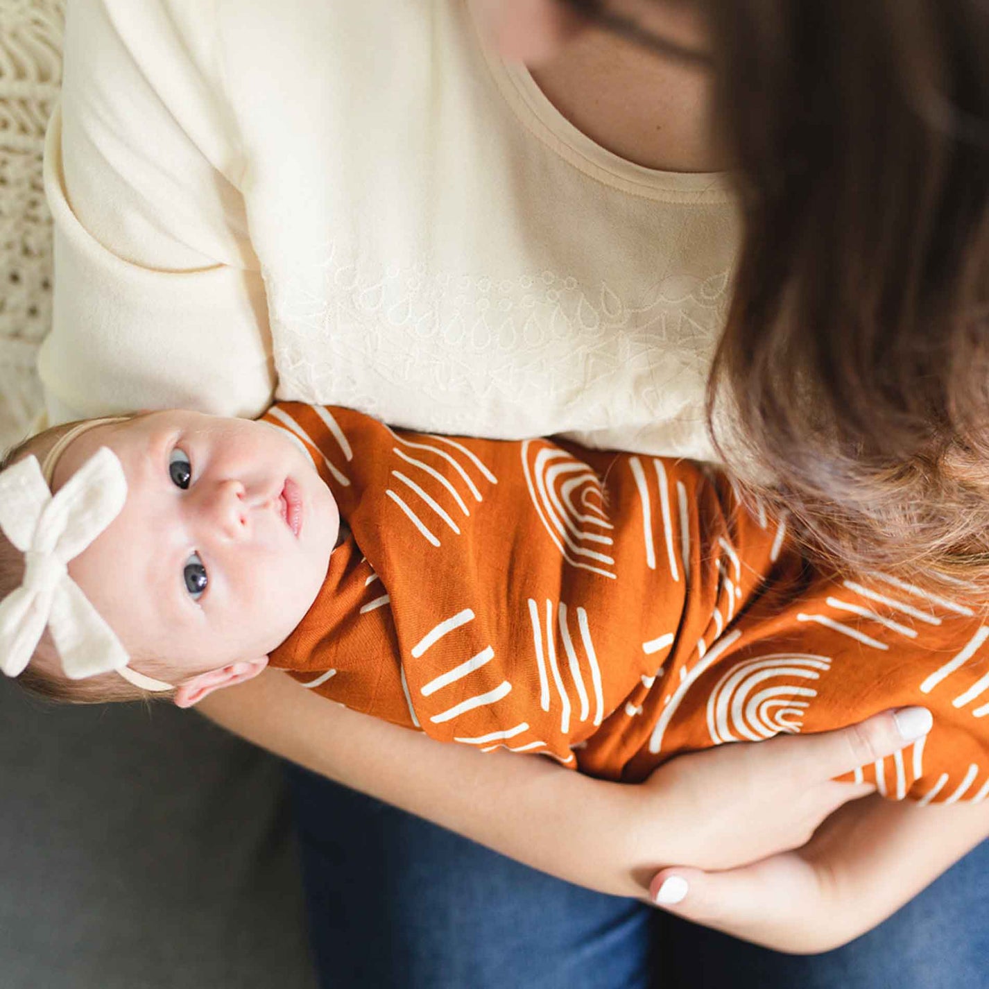 Boho Muslin Baby Swaddle Rusted Orange Dolly Lana Dolly Lana