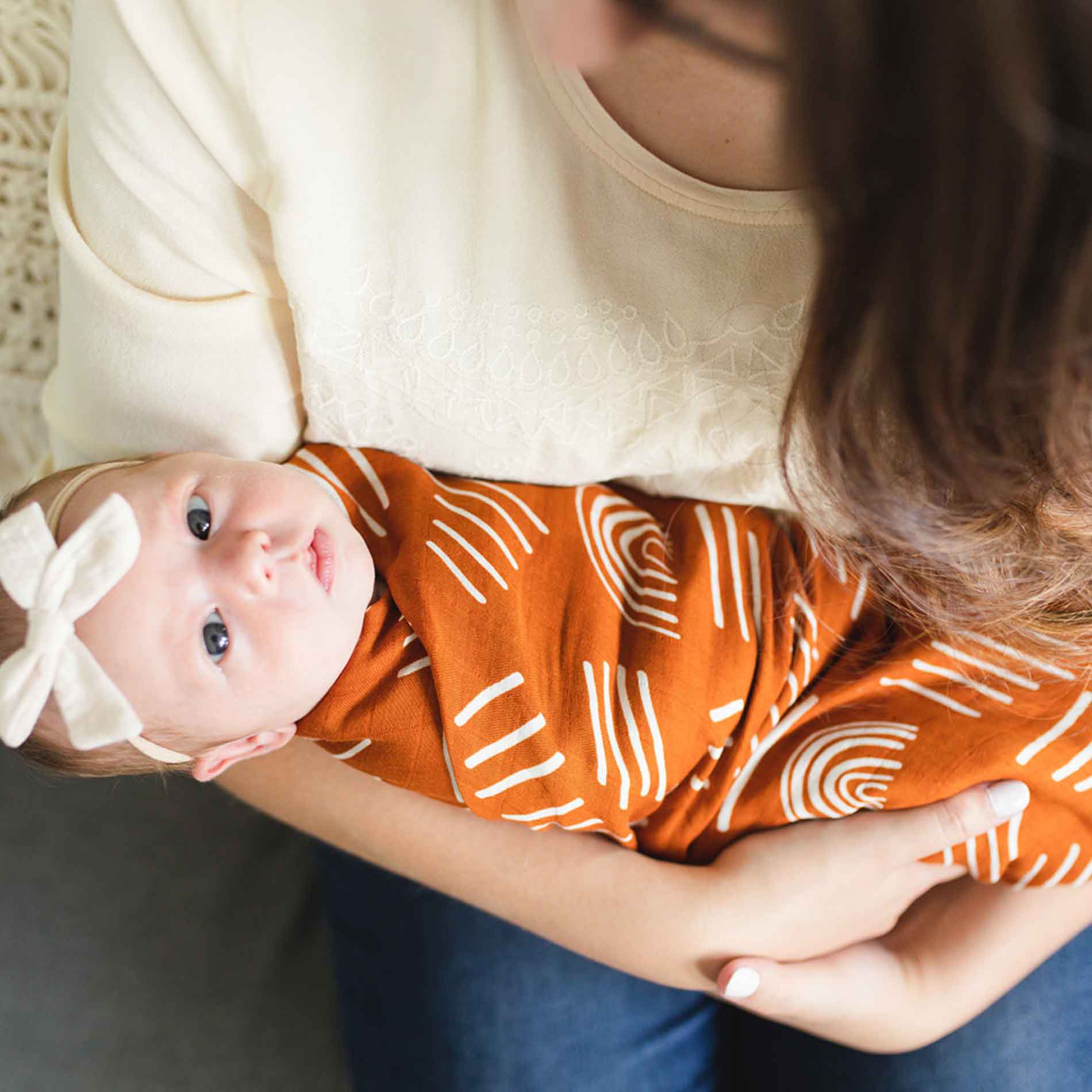 Cotton Muslin Swaddle - Boho Rusted Orange