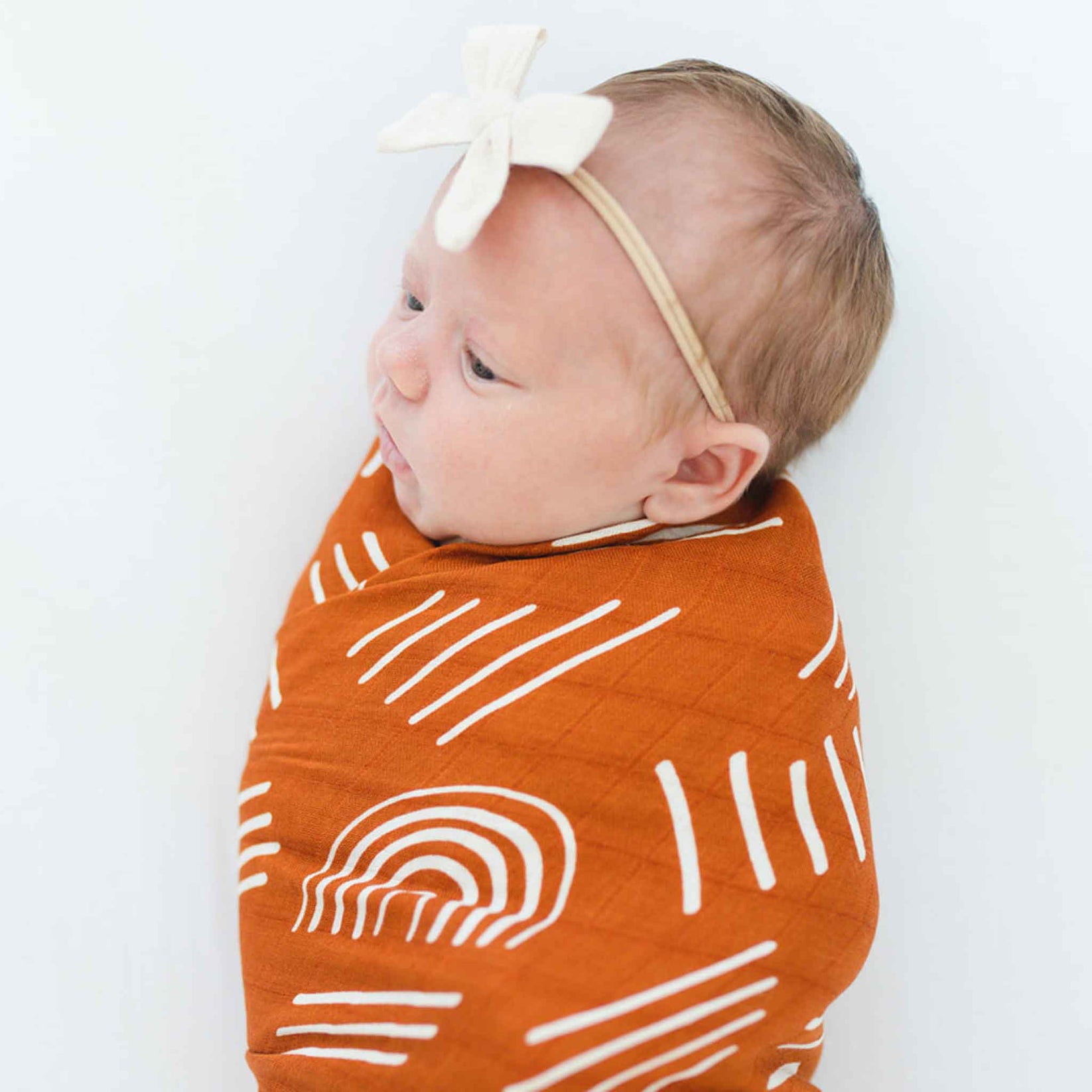 Boho Muslin Baby Swaddle Rusted Orange Dolly Lana Dolly Lana