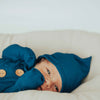 dark blue baby bonnet, ribbed knit pixie bonnet, coming home outfit