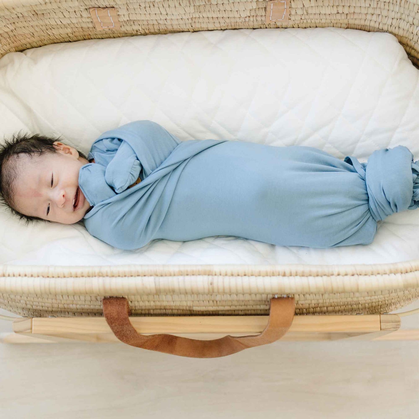 solid blue baby swaddle, swaddling blanket, receiving blanket boy, stretchy swaddle blanket
