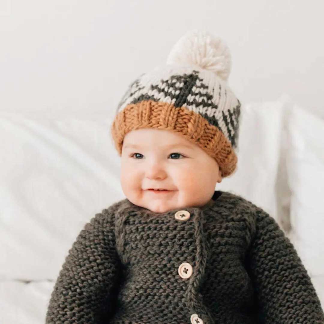 Forest Knit Baby Pom Hat