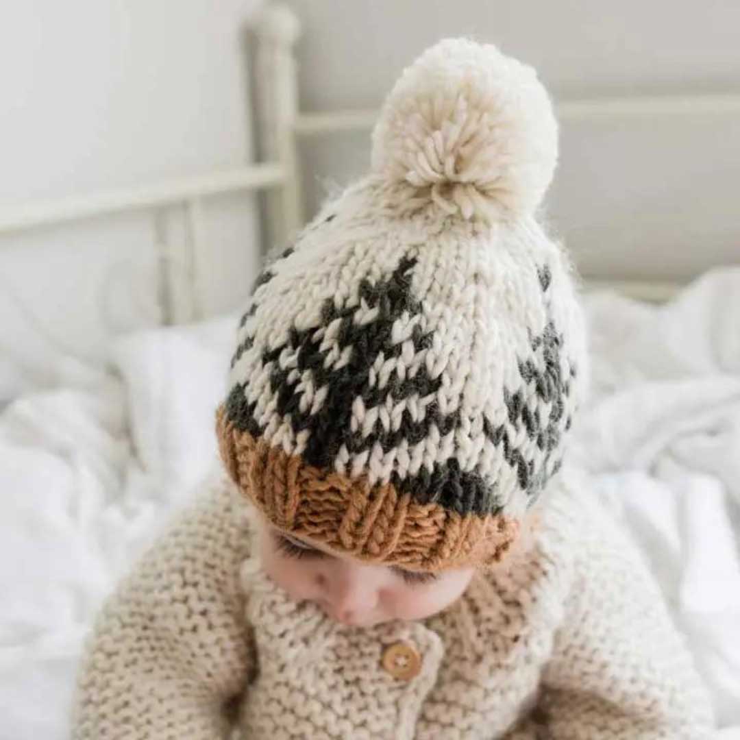 Forest Knit Baby Pom Hat