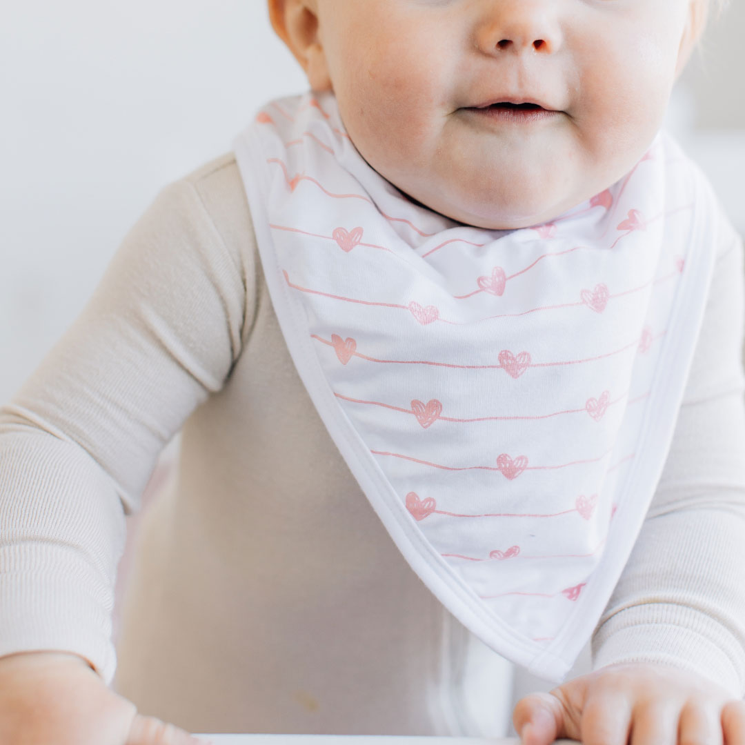 heart baby bib, valentine's day baby bib, baby's first valentine's day, bandana bib, baby apparel
