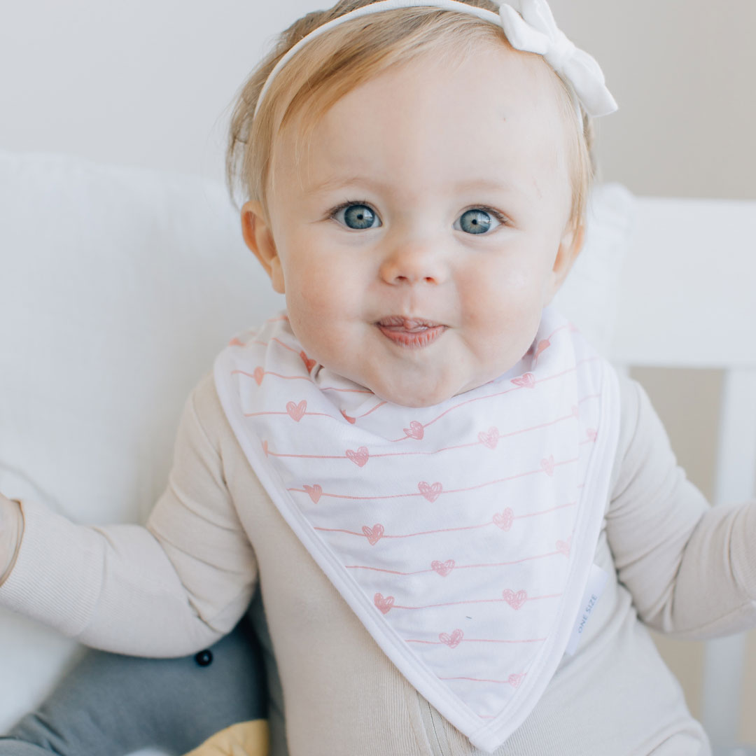 heart baby bib, valentine's day baby bib, baby's first valentine's day, bandana bib, baby apparel