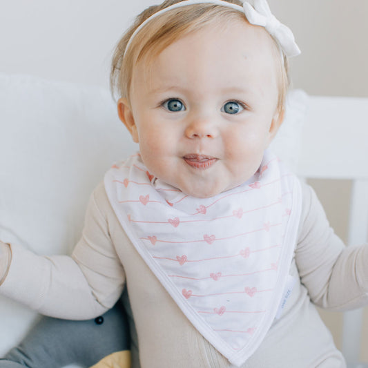heart baby bib, valentine's day baby bib, baby's first valentine's day, bandana bib, baby apparel