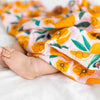 orange swaddle blanket, sliced oranges swaddle, bamboo muslin swaddle, baby girl gift