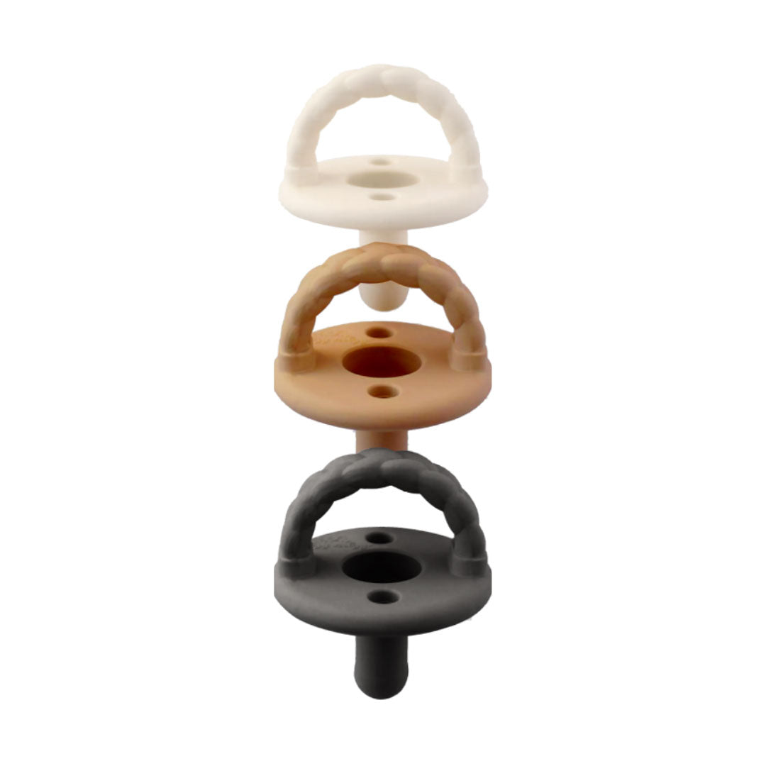pacifier 3 pack, coffee cream cables, itzy ritzy pacifiers, fall baby pacifiers