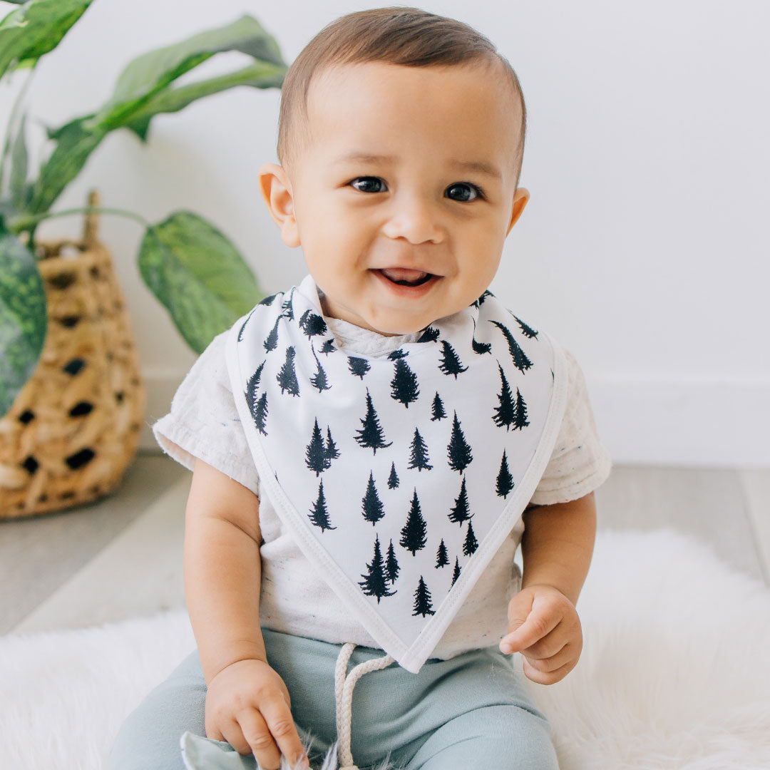 Pine tree bandana bib, baby bib, teething accessories, triangle bibs, bamboo baby bib